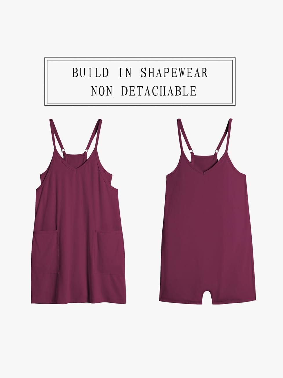 imageTARSE Athletic Dress for Women Casual Sleeveless Spaghetti Strap Sundress Workout Short Tennis Dress with PocketsFuchsia