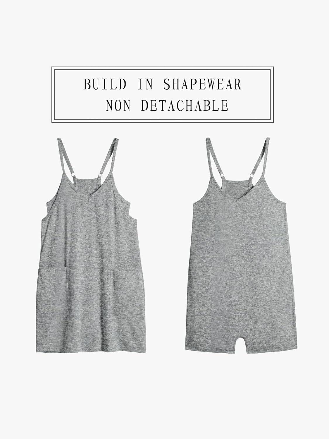 imageTARSE Athletic Dress for Women Casual Sleeveless Spaghetti Strap Sundress Workout Short Tennis Dress with PocketsHerther Light Gray