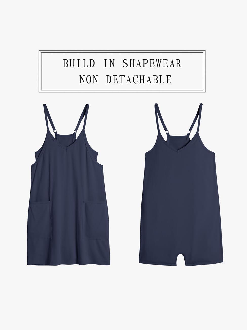 imageTARSE Athletic Dress for Women Casual Sleeveless Spaghetti Strap Sundress Workout Short Tennis Dress with PocketsNavy