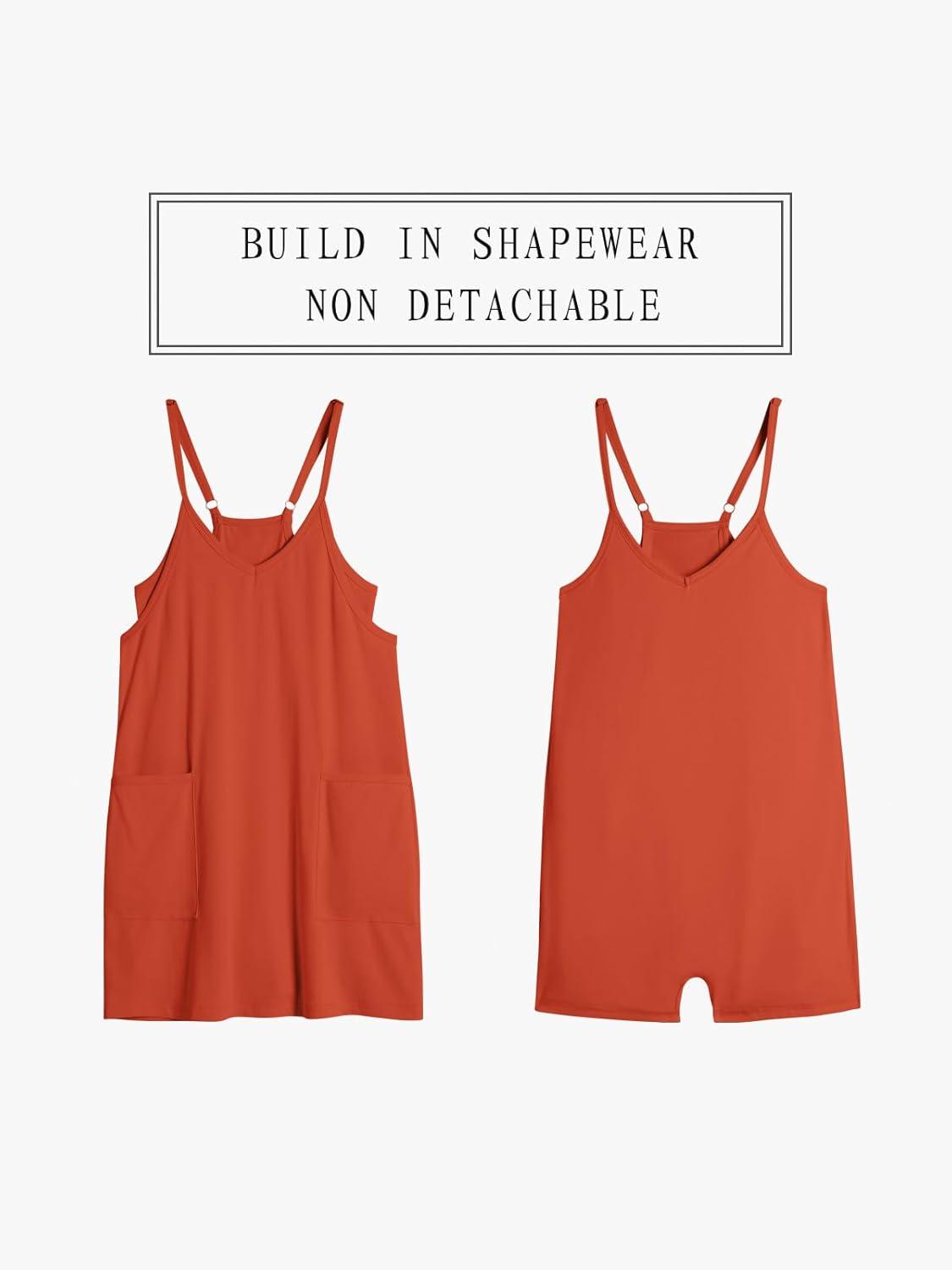 imageTARSE Athletic Dress for Women Casual Sleeveless Spaghetti Strap Sundress Workout Short Tennis Dress with PocketsRed Brown