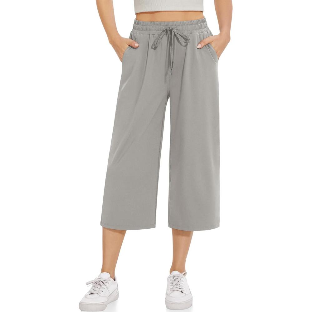 imageTARSE Womens Straight Leg Sweatpants High Wasited Athletic Pants Workout Jogger Sweat Pants with Pockets 29quot20quot InseamLight Gray