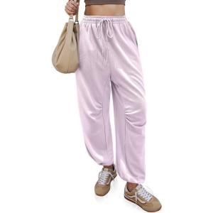 TARSE Sweatpants for Women Cinch Bottom Baggy Athletic Joggers Lounge Pants with Pockets(Light Purple Pink)