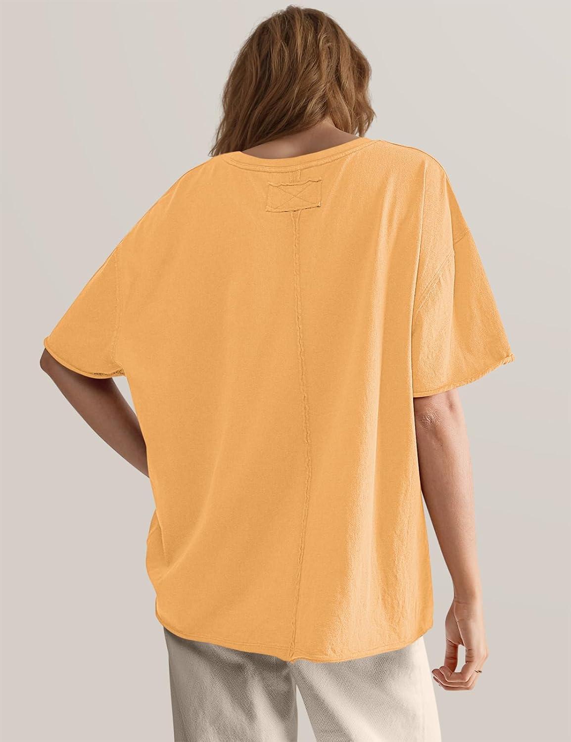 imageTARSE Oversized Tshirts for Women 2024 Loose Fit Summer Tunic Tops Soft Cotton Short Sleeve Boxy TeeMoonstone