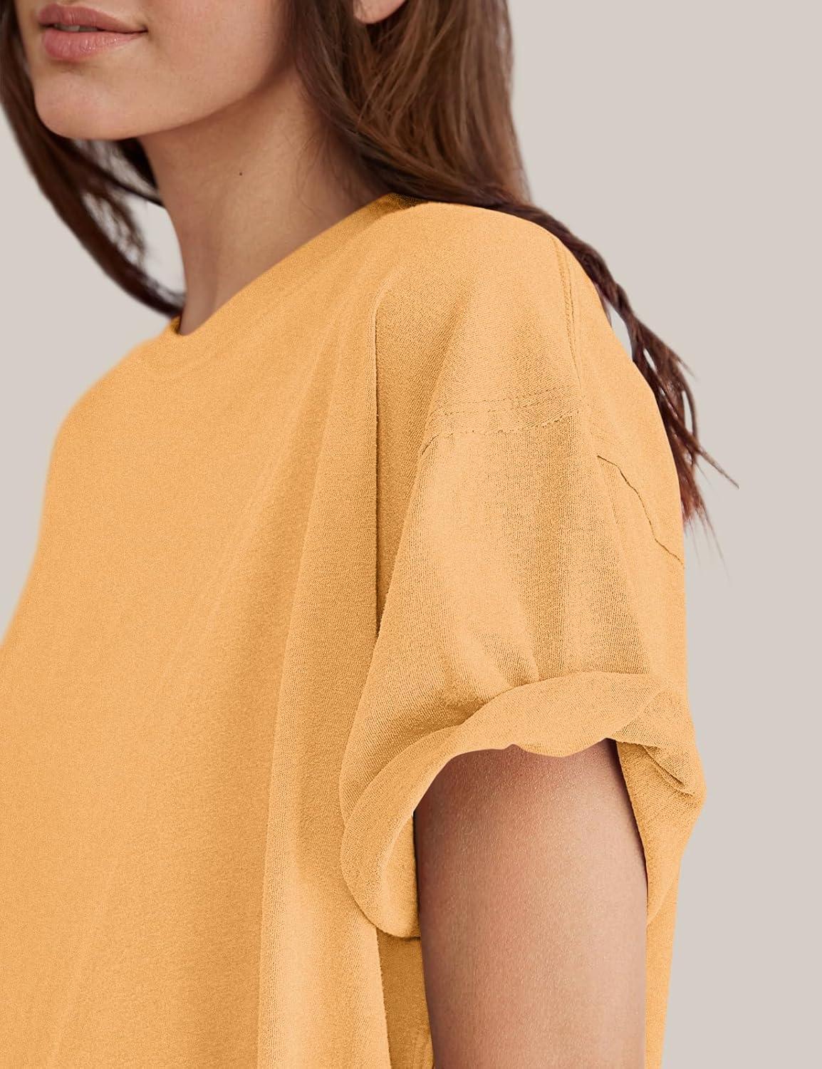 imageTARSE Oversized Tshirts for Women 2024 Loose Fit Summer Tunic Tops Soft Cotton Short Sleeve Boxy TeeMoonstone