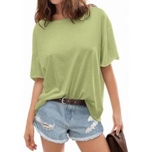 TARSE Oversized Tshirts for Women 2024 Loose Fit Summer Tunic Tops Soft Cotton Short Sleeve Boxy Tee(Sea Mist)