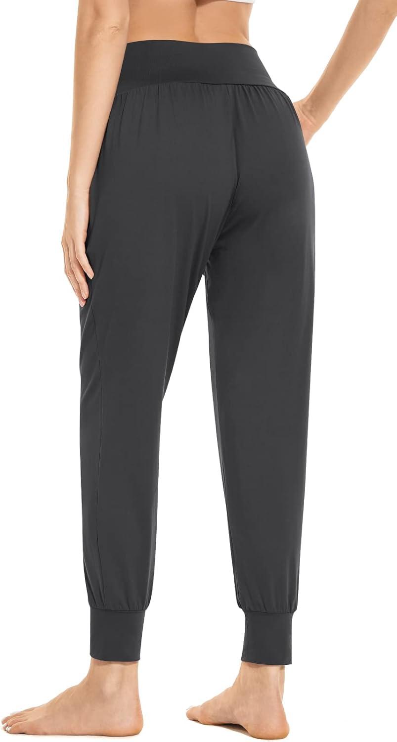 imageTARSE Womens Cozy Yoga Joggers Soft Comfy Pajama Pants for Women with Pockets Casual Lounge PantsDark Gray