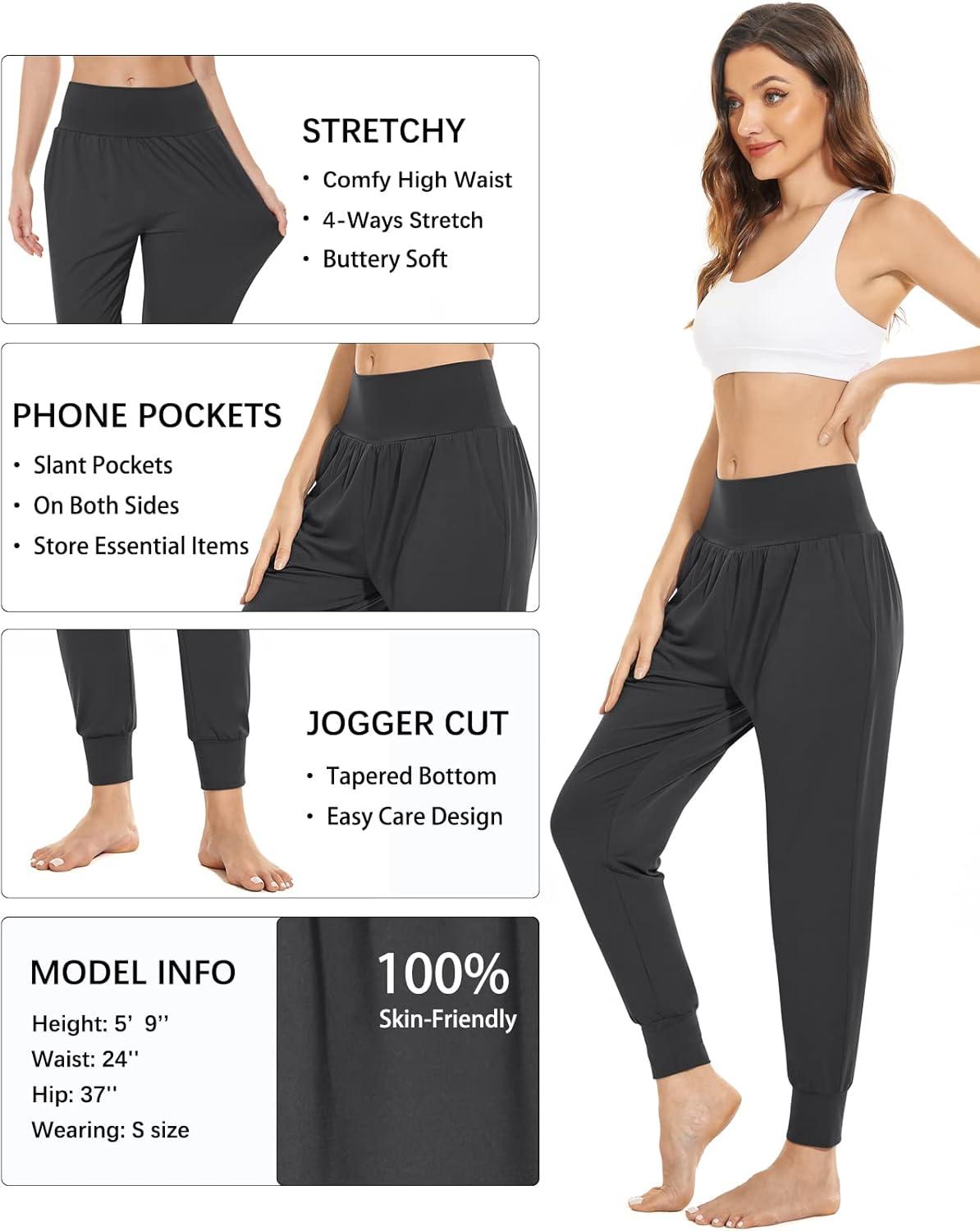 imageTARSE Womens Cozy Yoga Joggers Soft Comfy Pajama Pants for Women with Pockets Casual Lounge PantsDark Gray