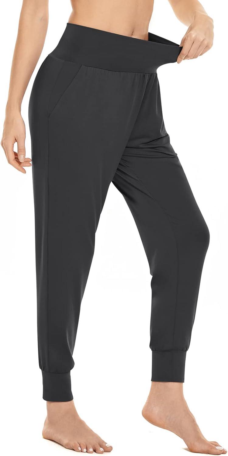 imageTARSE Womens Cozy Yoga Joggers Soft Comfy Pajama Pants for Women with Pockets Casual Lounge PantsDark Gray