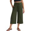 imageTARSE Wide Leg Cropped Palazzo Pants for Women Culottes with Pockets Summer Gaucho PantsArmygreen