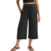 imageTARSE Wide Leg Cropped Palazzo Pants for Women Culottes with Pockets Summer Gaucho PantsBlack