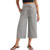 imageTARSE Wide Leg Cropped Palazzo Pants for Women Culottes with Pockets Summer Gaucho PantsHeatherlightgray