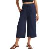 imageTARSE Wide Leg Cropped Palazzo Pants for Women Culottes with Pockets Summer Gaucho PantsNavy