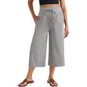 TARSE Wide Leg Cropped Palazzo Pants for Women Culottes with Pockets Summer Gaucho Pants(Heatherlightgray)