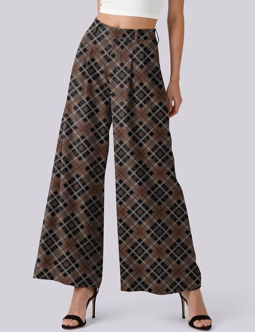 image:imageTARSE Womens Linen Wide Leg Palazzo Pants 2026 High Waist Pleated Printed Flowy Work Casual Trousers with PocketsTwillflangeblackcoffee