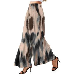 TARSE Women’s Linen Wide Leg Palazzo Pants 2026 High Waist Pleated Printed Flowy Work Casual Trousers with Pockets(Colorfulpaint)