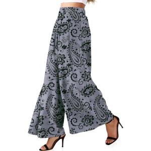 TARSE Women’s Linen Wide Leg Palazzo Pants 2026 High Waist Pleated Printed Flowy Work Casual Trousers with Pockets(Paisleygray)