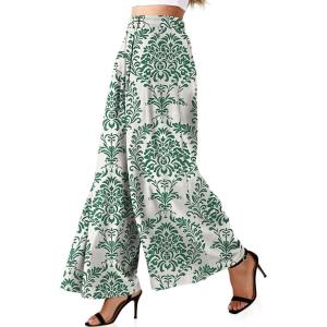 TARSE Women’s Linen Wide Leg Palazzo Pants 2026 High Waist Pleated Printed Flowy Work Casual Trousers with Pockets(Palazzogreen)
