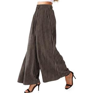 TARSE Women’s Linen Wide Leg Palazzo Pants 2026 High Waist Pleated Printed Flowy Work Casual Trousers with Pockets(Stripeblackkhaki)