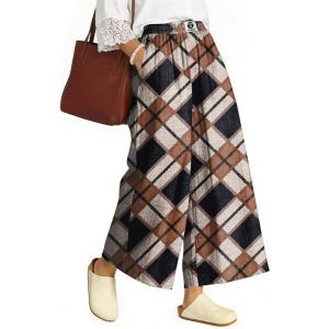 TARSE Womens Wide Leg Linen Capri Pants Summer Elastic Waist Palazzo Trousers Bottoms with Pockets(Flange Black Coffee)