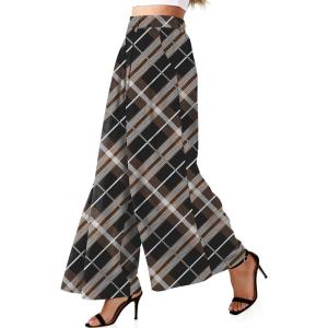 TARSE Womens Linen Palazzo Pants 2026 High Waist Wide Leg Printed Pleat Pants Woman Flowy Dressy Casual Pockets Trousers(H-twillflangeblackcoffee)