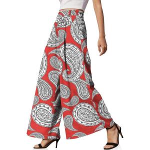 TARSE Womens High Waisted Linen Palazzo Pants 2026 Wide Leg Printed Pant Woman Flowy Work Casual Trousers with Pockets(Paisleyred)